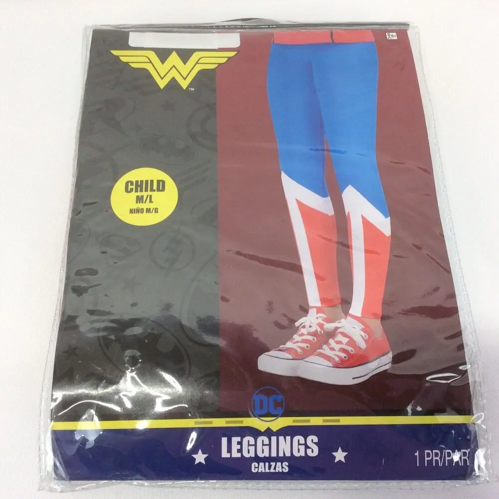 DC WonderWoman Leggings Girls Size M/L (Up to Size 14) Costume Cosplay